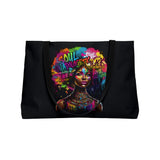Weekender Tote Bag — Colorful Afro Woman Artwork Travel Beach Bag (Soul, Pride, Black Lives)