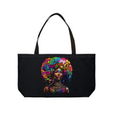 Weekender Tote Bag — Colorful Afro Woman Artwork Travel Beach Bag (Soul, Pride, Black Lives)