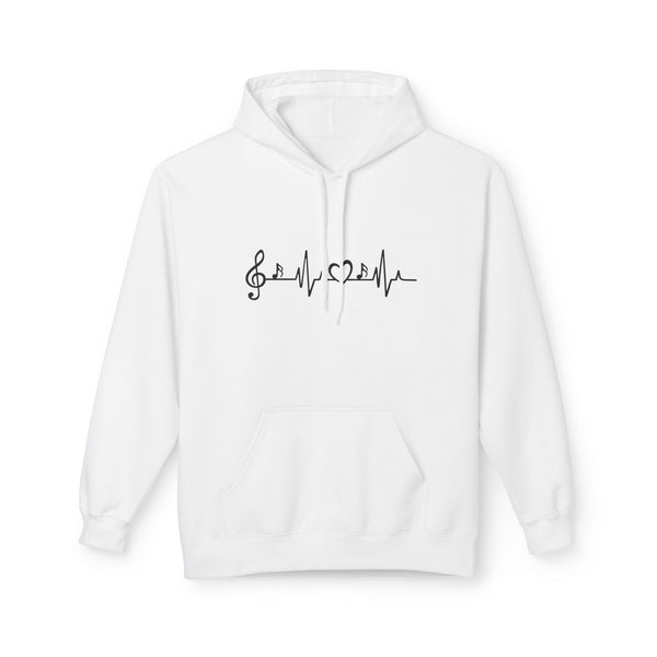 Music Heartbeat Hoodie — Treble Clef EKG Pullover for Musicians & Music Lovers