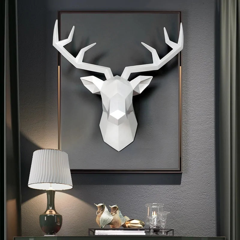 Modern 3D Deer Head Wall Sculpture